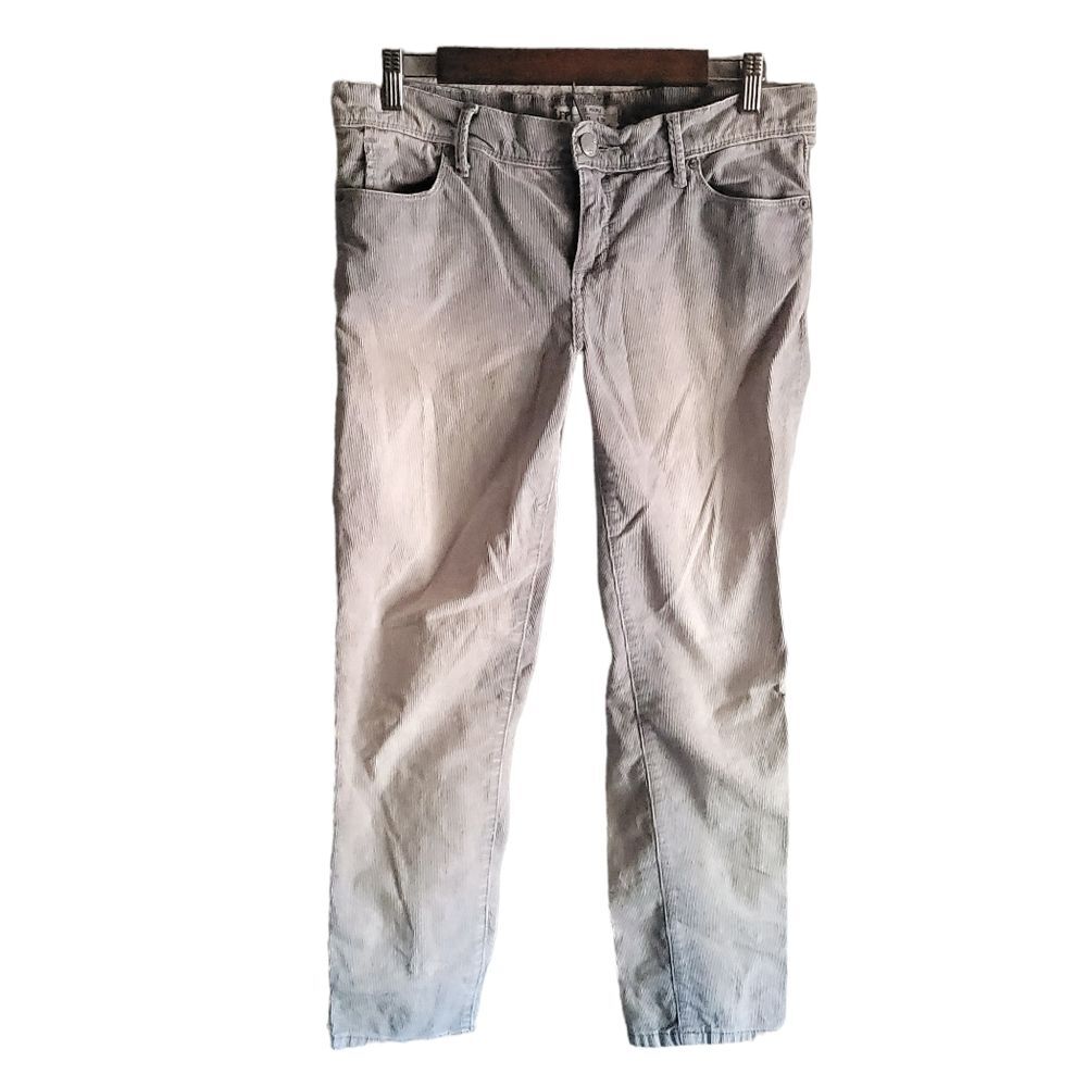 Free People Skinny Leg Low Rise washed out Gray Corduroy Pants Womens 28